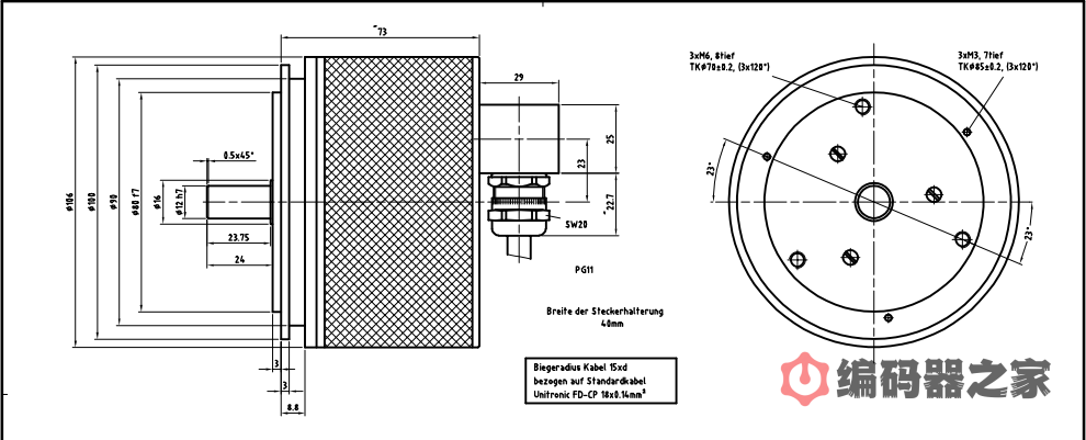 CE100M-80-SSI-100-01360, TR Deere Large Flange SSI Absolute Encoder Customized Alternative (CEV100M-01360) - Encoder House